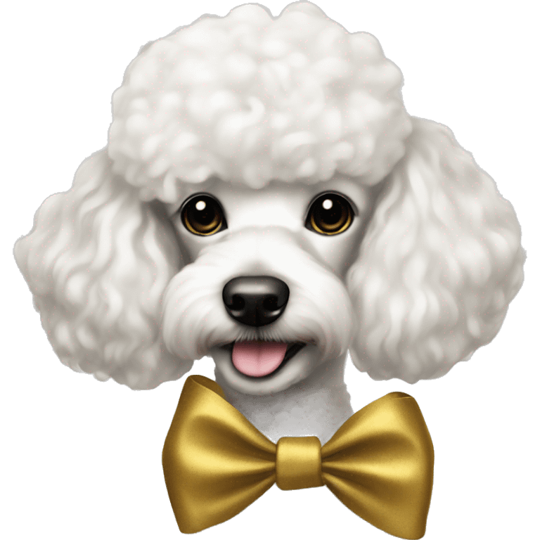 Black and gold bow on white poodle emoji