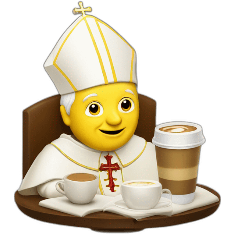 pope John Paul II with yellow face offering coffee emoji