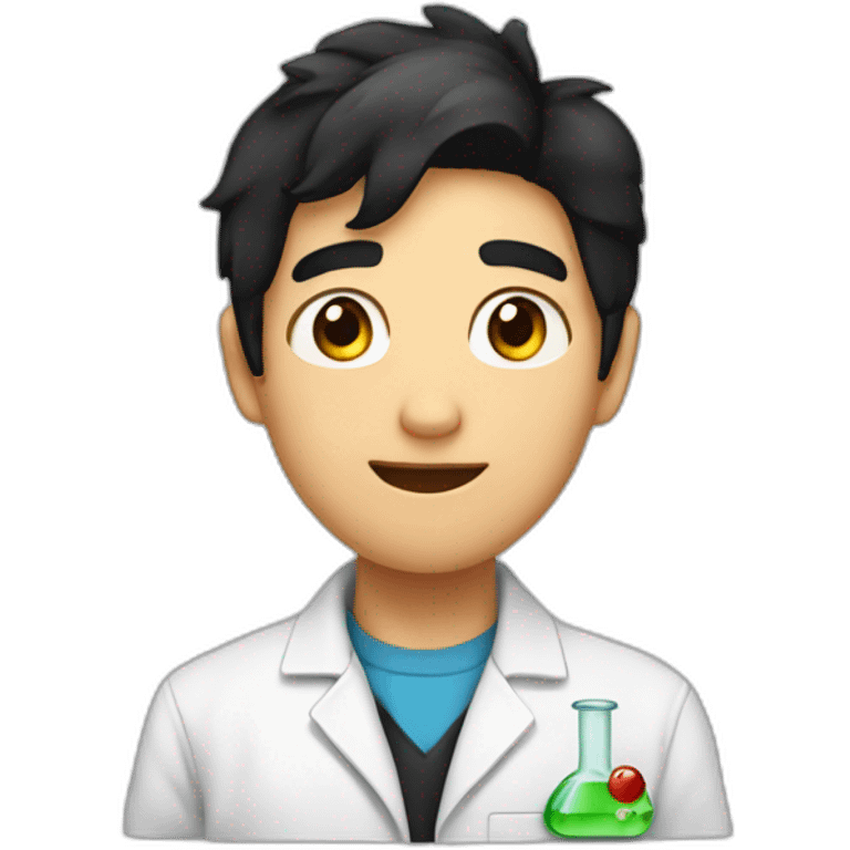 chemistry boy with black hair and his instumants on his hand emoji