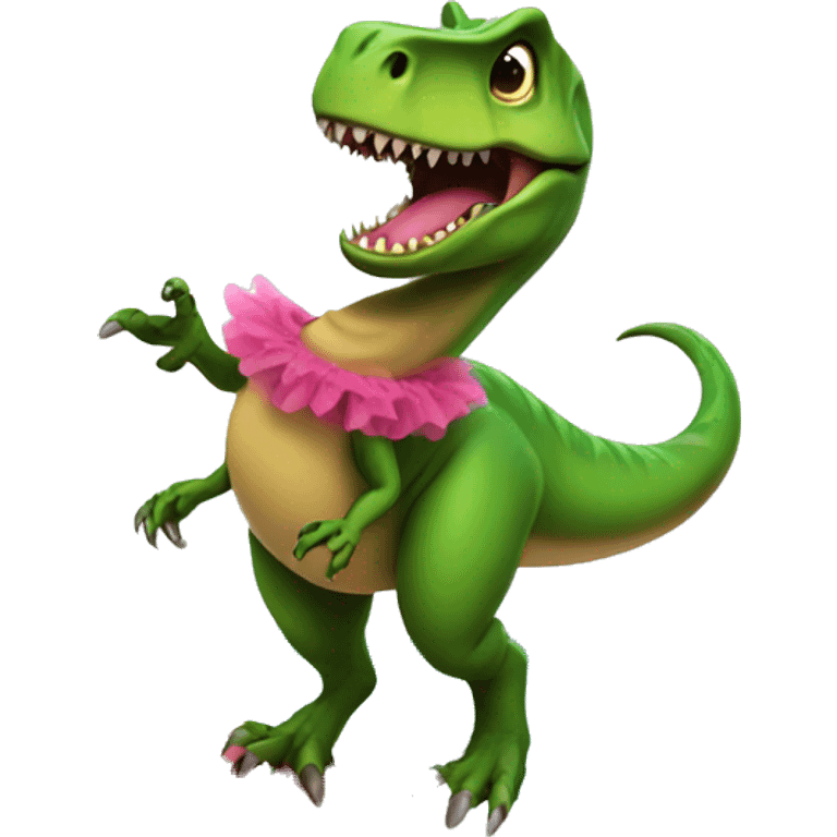 T rex wearing a tutu on a surfboard emoji