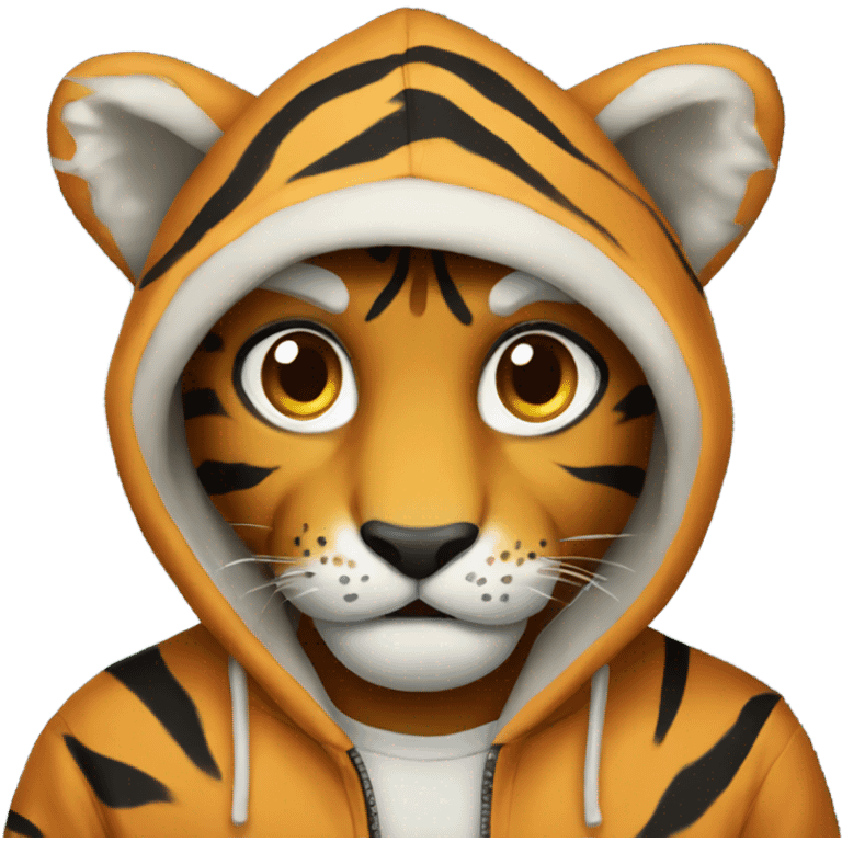 Tiger wearing a hoodie emoji