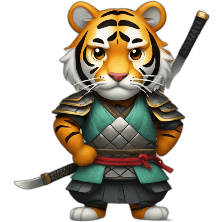 Tiger samurai with his arms crossed emoji