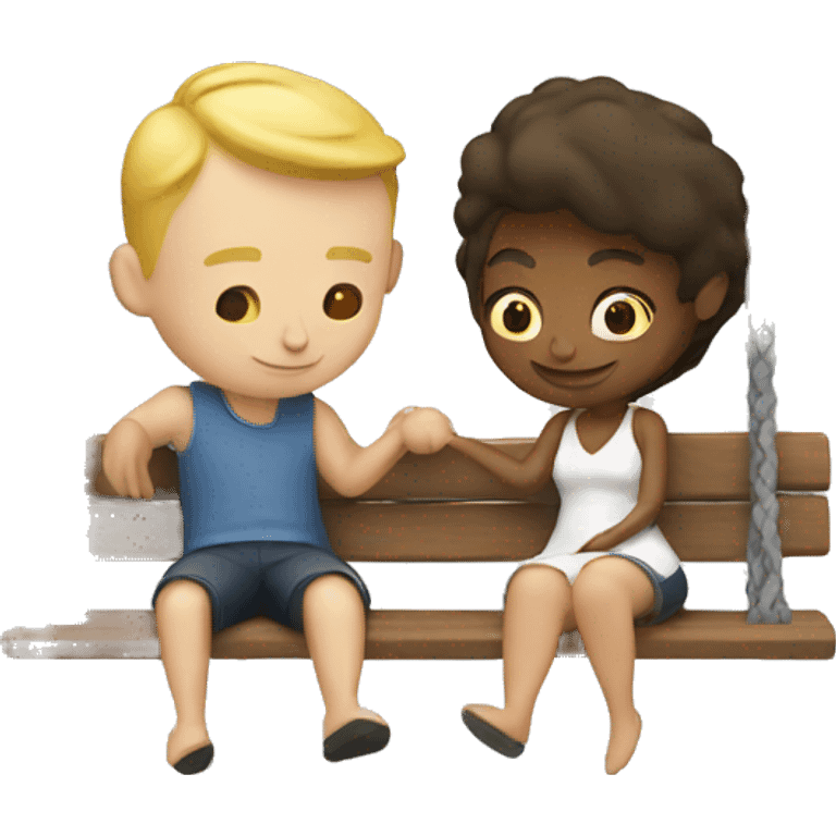 White Couple in a swing kissing emoji