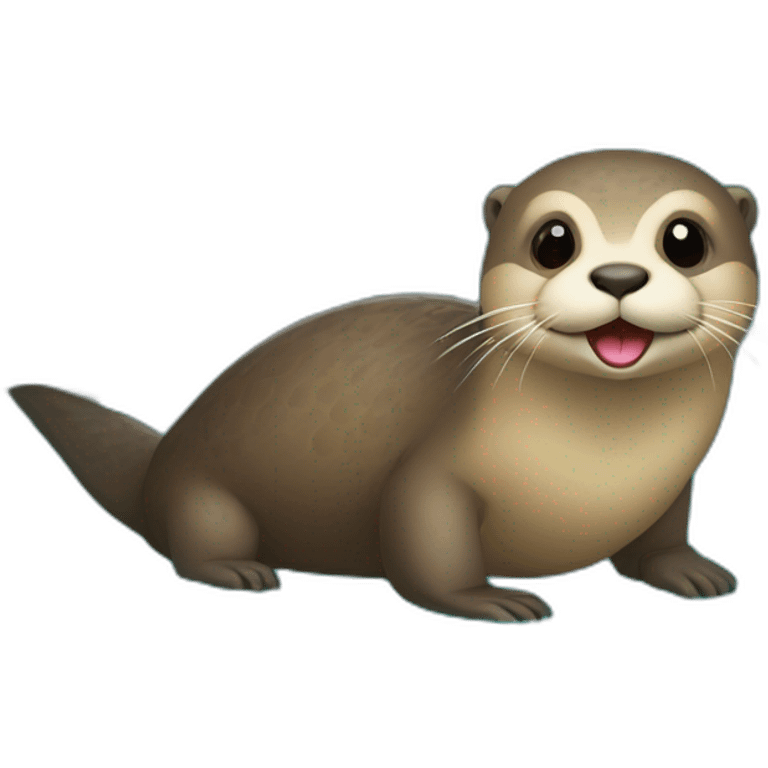 Loutre sur tortue avec oiseau emoji