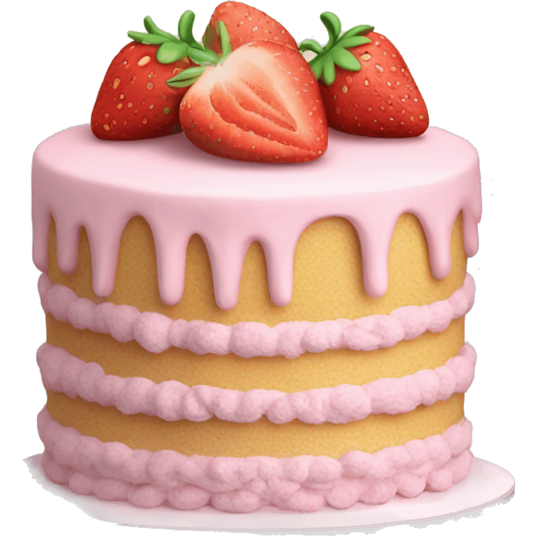 Pastel Birthday cake with strawberry emoji