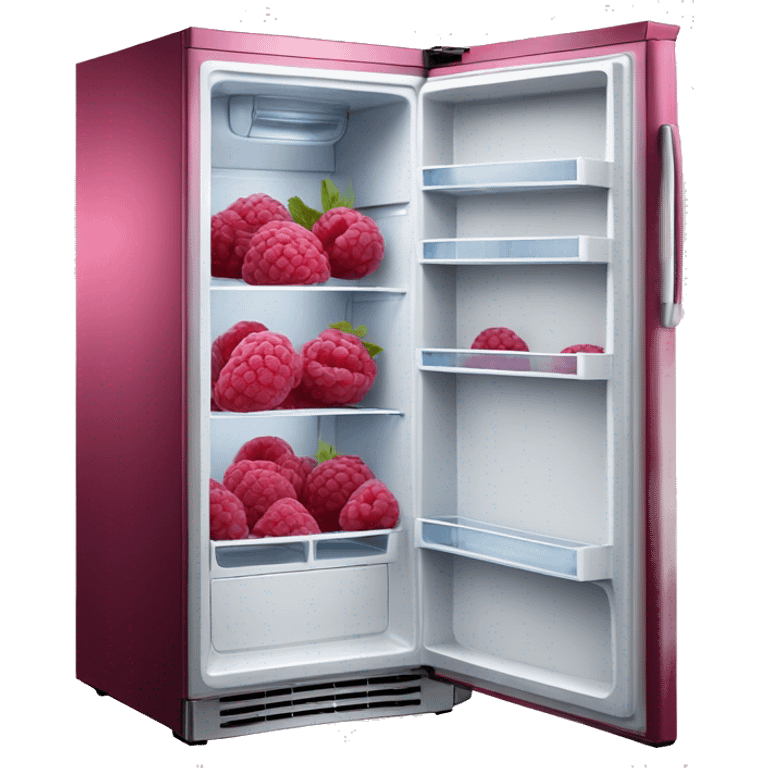 Realistic metallic raspberry color fridge isolated.  emoji