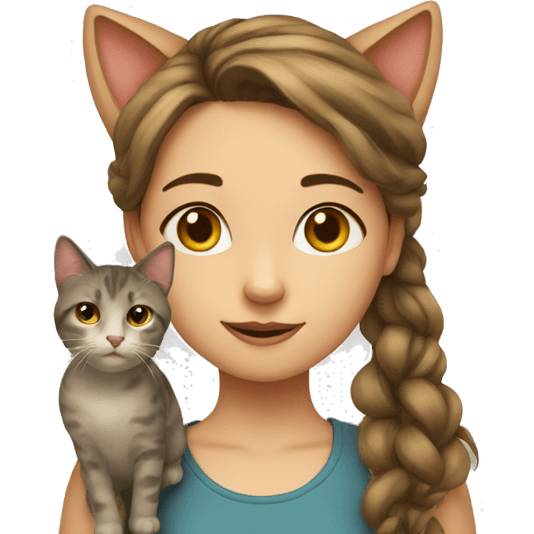 Girl and cat  emoji