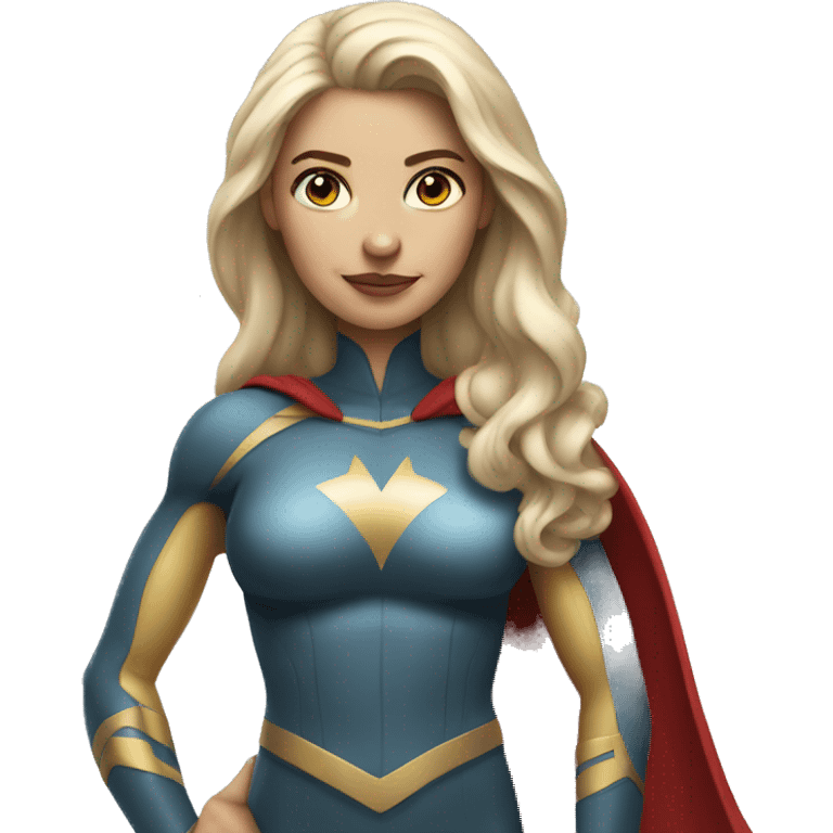 superhero lady standing with fair skin and long hair emoji