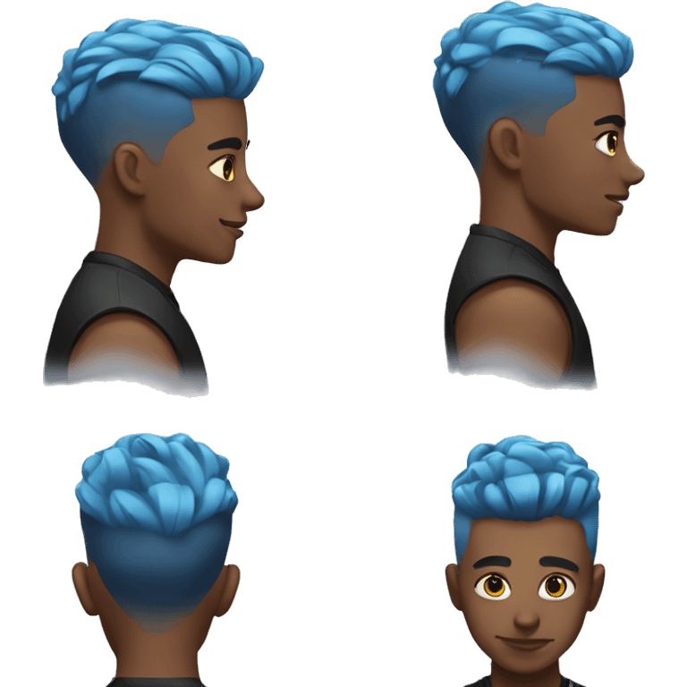 Low taper fade blue hair emoji