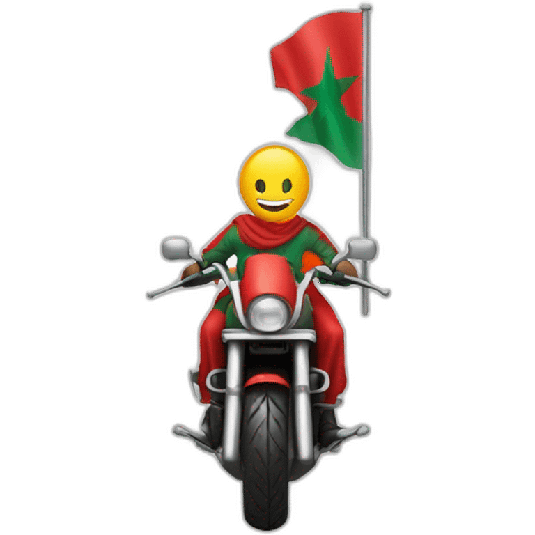 quelqu'un sur une moto avec le drapeau du Maroc derrière emoji