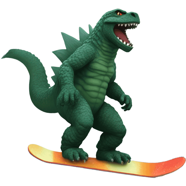 Godzilla snowboarding emoji