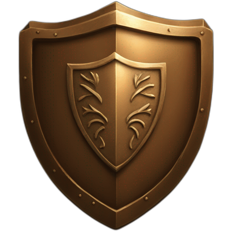 bronze shield with a book emoji