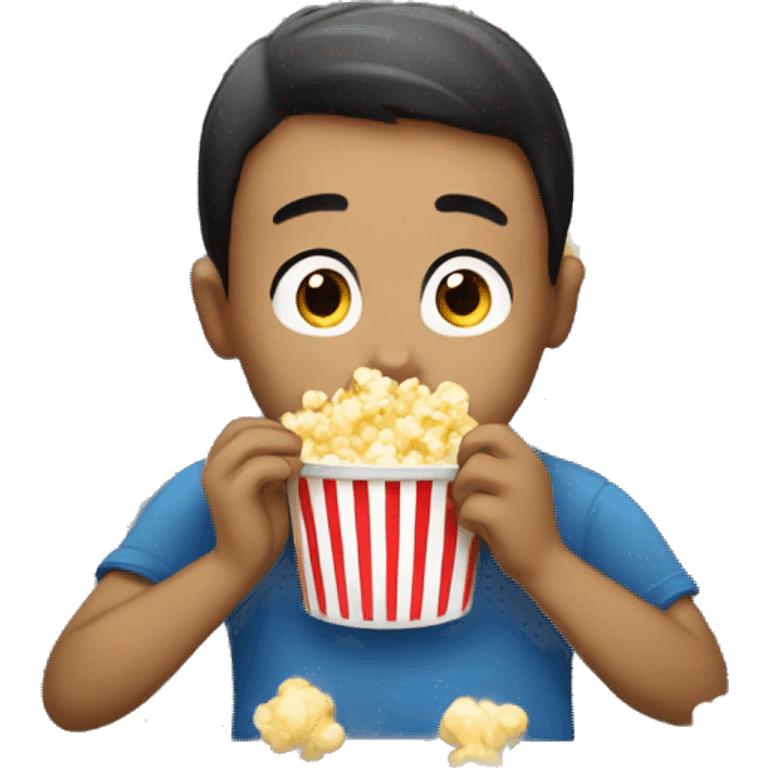 Boy eating popcorn emoji