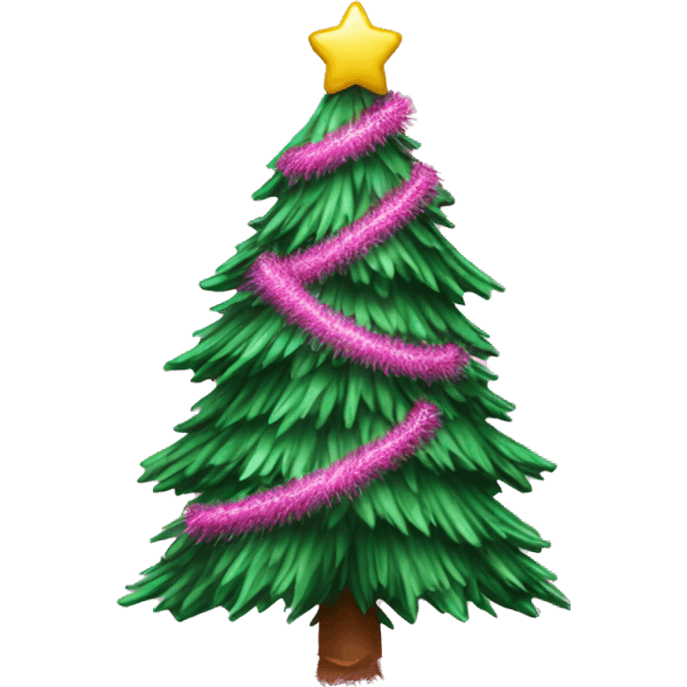 christmas tree with pink tinsel emoji