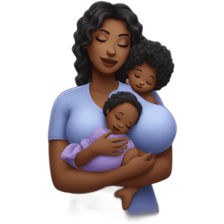 beautiful heavyset Black women holding baby emoji