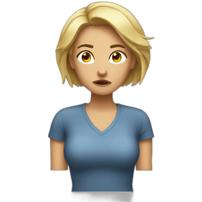 Woman feeling tired and irritable emoji