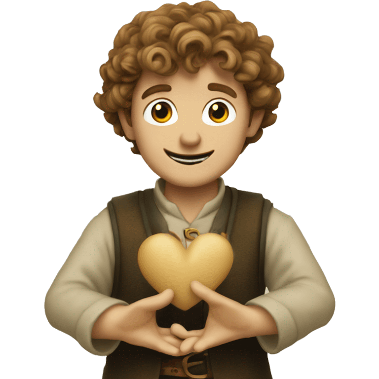 Bilbon Baggins makes a heart with his hands emoji