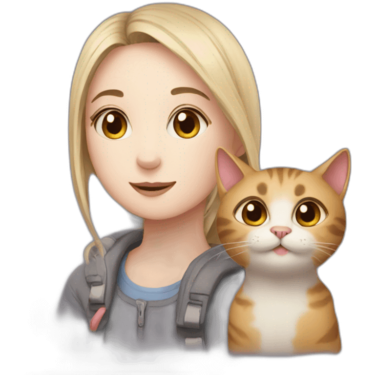 Cat and girl emoji