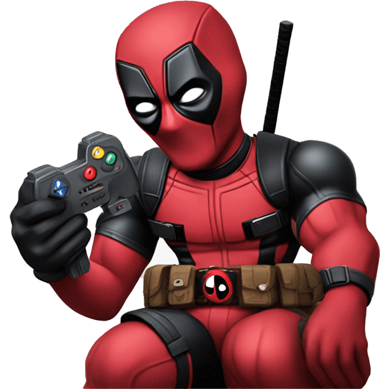 Deadpool is holding a joystick emoji