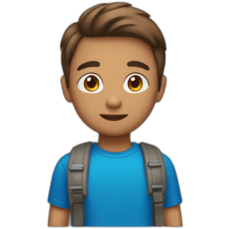 A boy with Brown air and a blue t-shirt  emoji