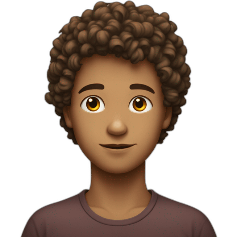 jeune garçon avec une tête carré et un peu de cheveux bouclés  emoji