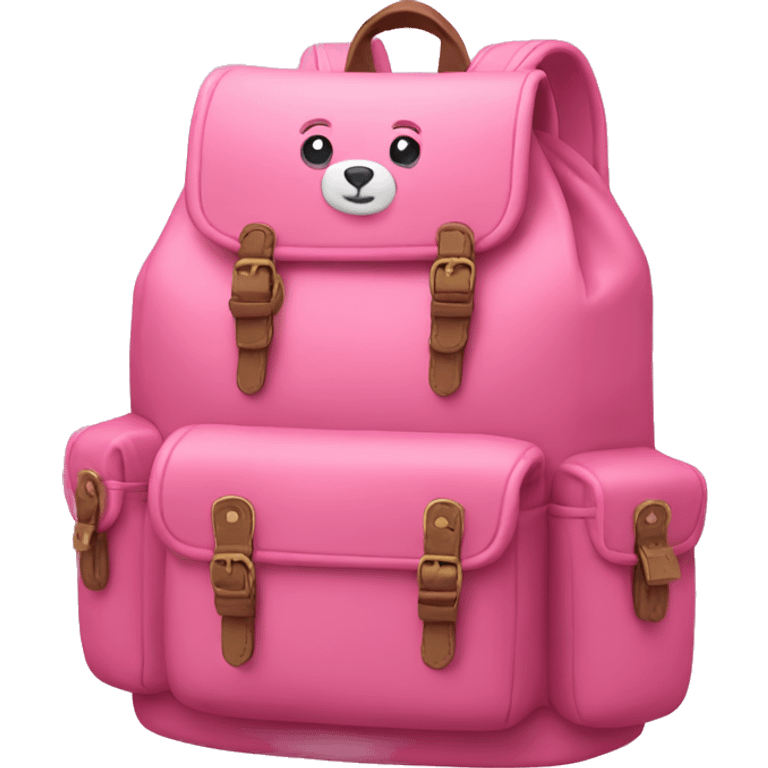 Pink backpack with bear charms emoji