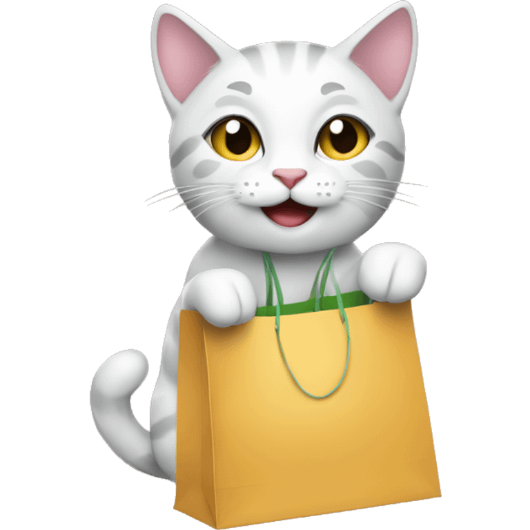 happy gay cat with shopping bags emoji