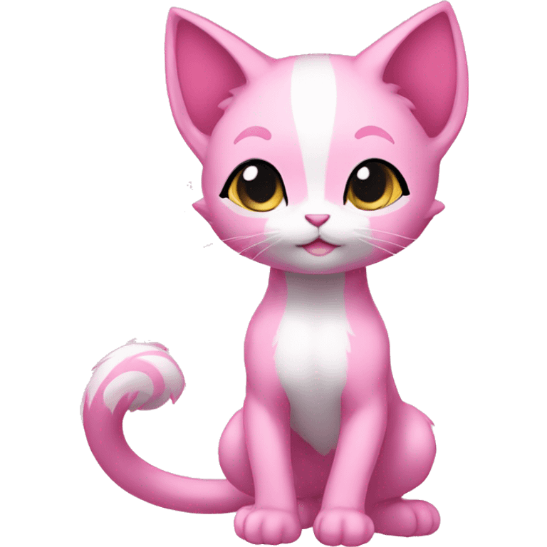 Pink Chibi Anthro Mew-Pokémon full body emoji