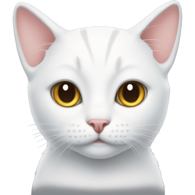 A white cat with a Blake spot on her head emoji