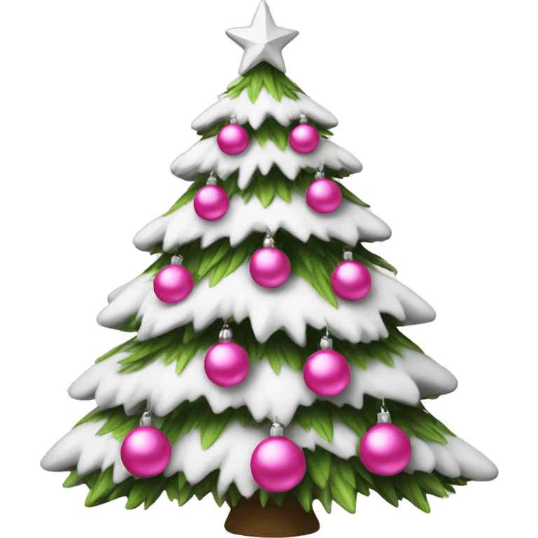 White Christmas tree with pink ornaments emoji