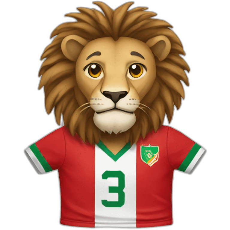 Lion qui porte une tenue marocaine de foot emoji