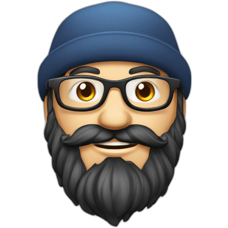 harvest garneder european long black beard no hair glasses with hat emoji