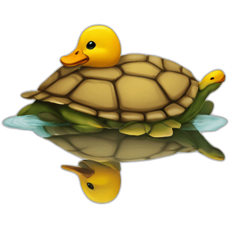 Un canard sur le dos d'une tortue emoji