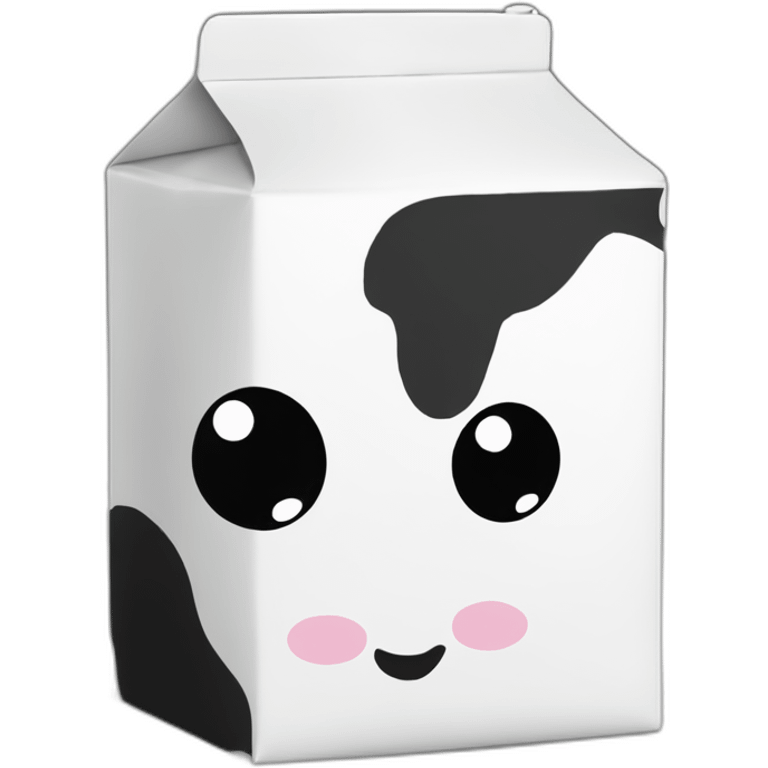 cute milk carton with black eyes with cow design black and white all over emoji