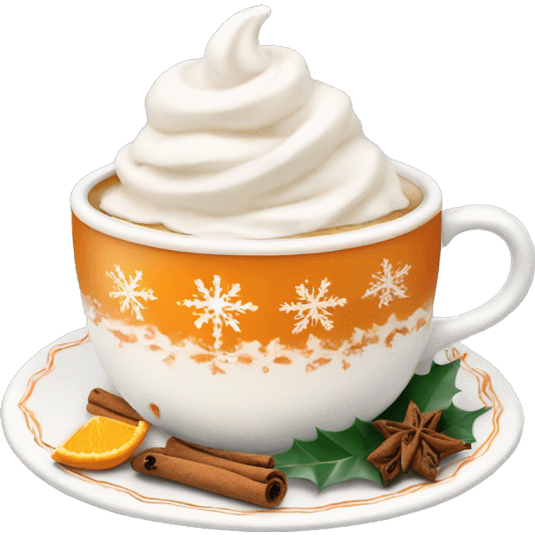 christmas tea with orange, cinnamon and whipped cream emoji