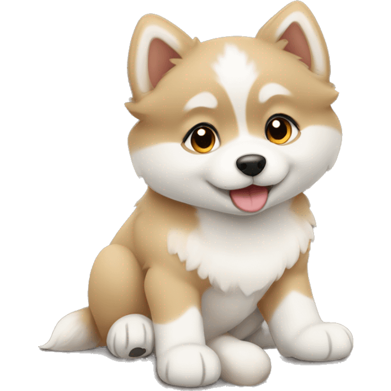 tan and white pomsky puppy emoji