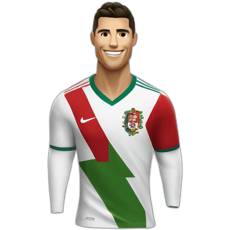 Cristiano Ronaldo haciendo su celebracion de siuuu con la equipacion de portugal emoji