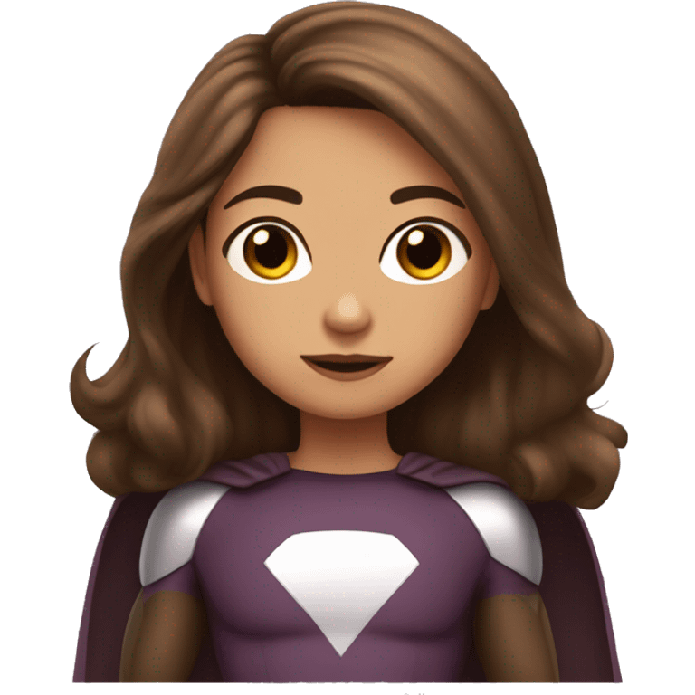 superhero, child, girl, long brown hair, brown eyes, hispanic emoji