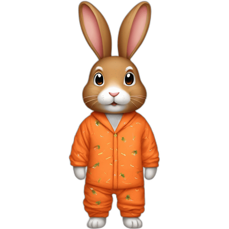 cute brown aesthetic rabbit dressed with carrots printed on his pajamas emoji