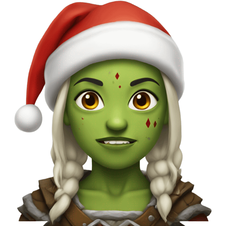 orc female warrior with santa hat emoji