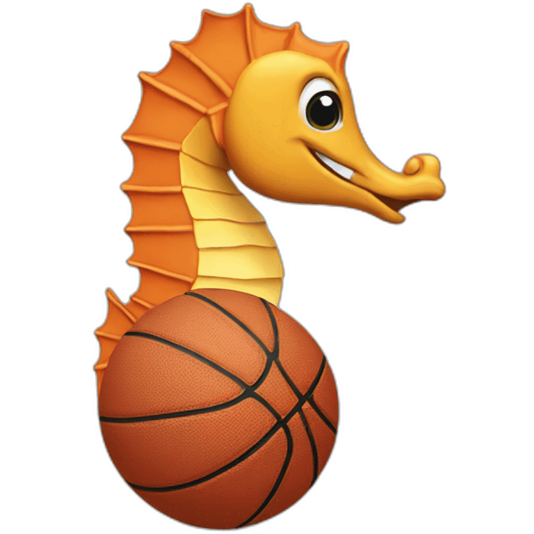 seahorse with basketball background emoji