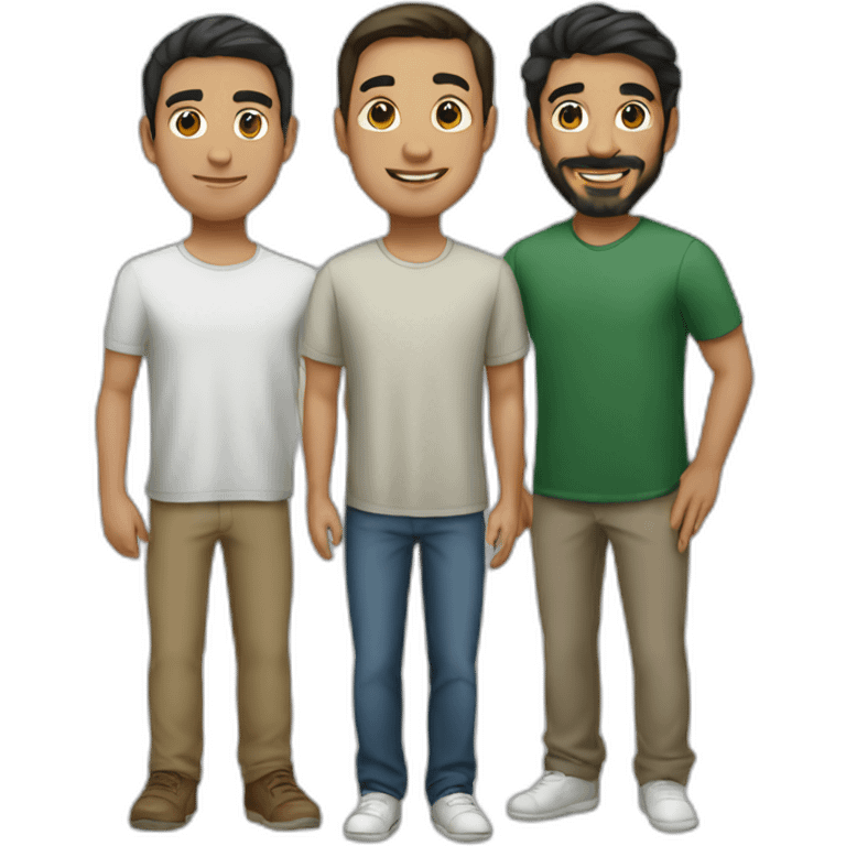 Arab asian and italian male friends standing together emoji