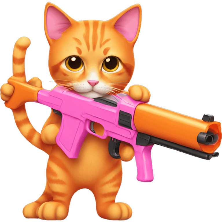 Orange cat with pink gun  emoji