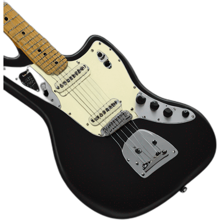 realistic all black fender jaguar guitar emoji