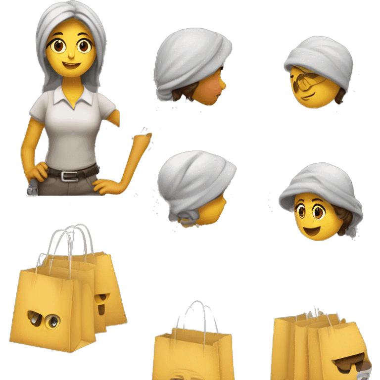 Chica , crepa , trabajando en un comprador  emoji