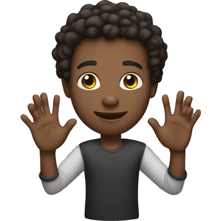 A black man with his hands straight up emoji