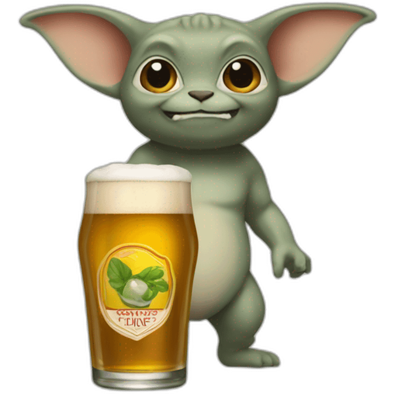 Grogu avec une bière emoji