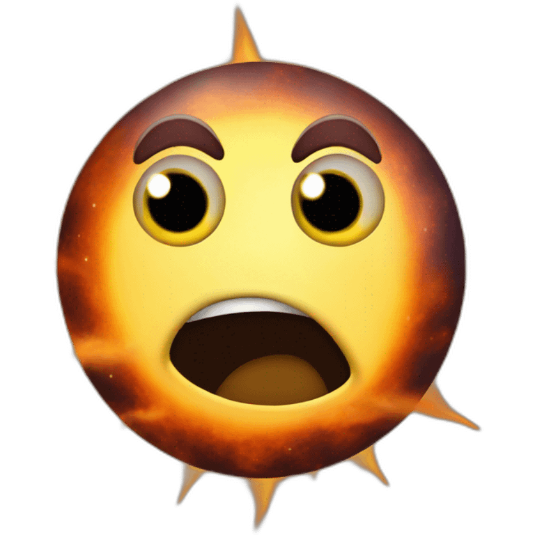 planet Sun scared face emoji