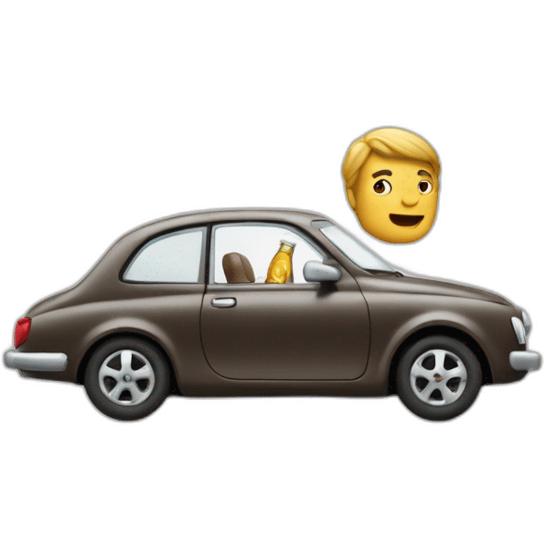 une homme en voiture décapotable qui boit un coca emoji