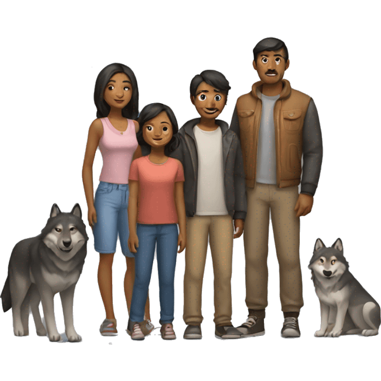 human family and wolf family emoji